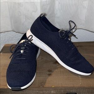 Cole Haan Zero Grand Oxford  Navy Knit Lace-Up Sneakers Lightweight size 8.5